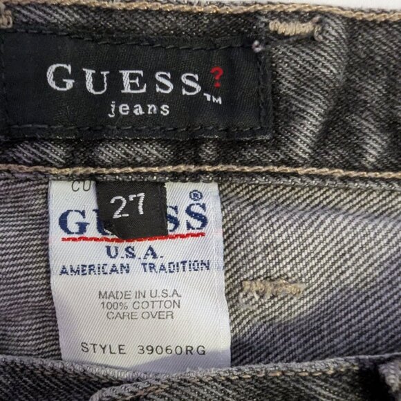 VINTAGE 90s Guess | 100% Cotton Straight Leg Jeans in Washed Black/Gray Size 27 - Picture 5 of 13